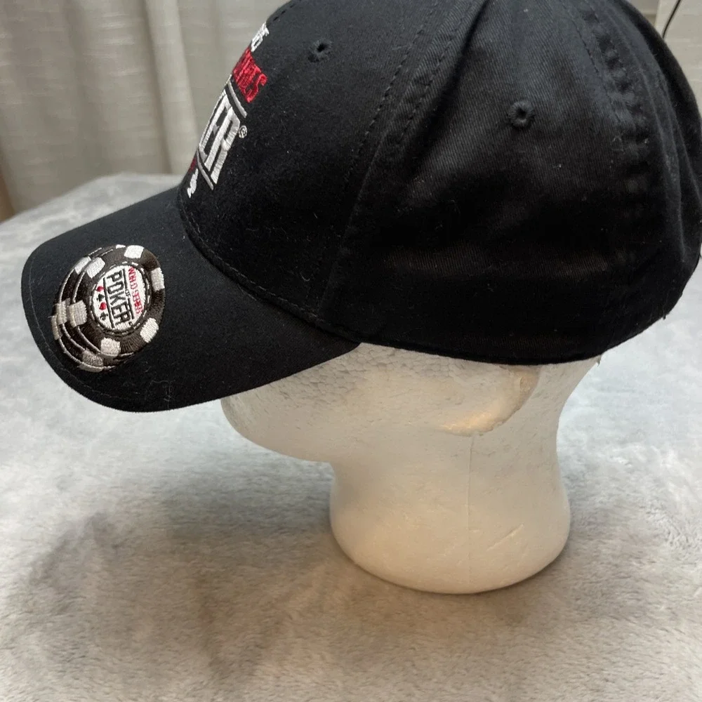 Vintage 2005 World Series of Poker Hat Cap Black 100% Cotton Strap Back Casino